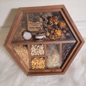 Cottagecore Shadow Box with Dried Flowers and Grains